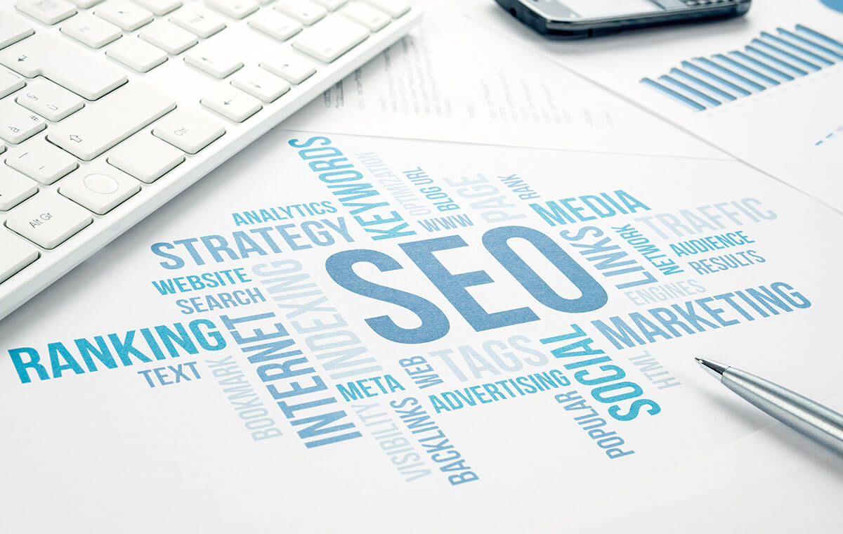 Search engine optimization concept showing a website ranking high in search results